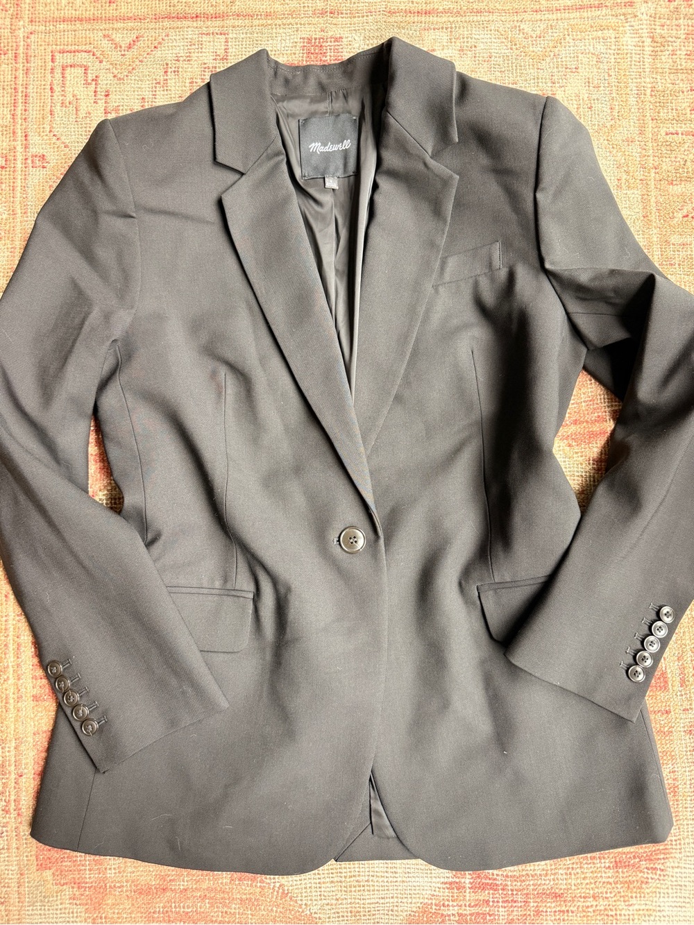 Madewell Black Single-Button Blazer with Notch Lapel